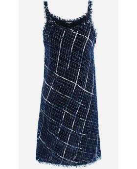 Chanel Pre-owned Blue Sheer Tweed Sleeveless Dress